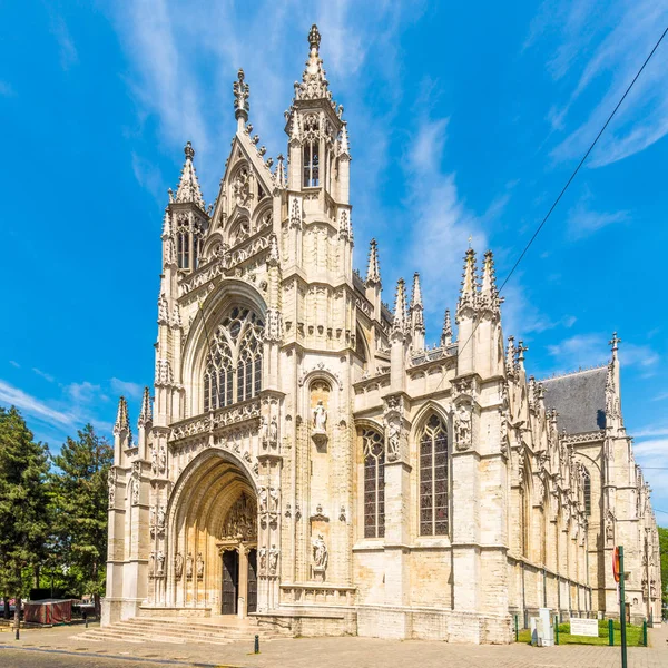Zobrazit Kostele Notre Dame Sablon Bruselu Belgie — Stock fotografie