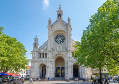 Brussels, Belçika - 18,2018 - görünüm Saint Catherine Kilisesi Brüksel'deki olabilir. Brüksel Belçika başkenti olduğunu.