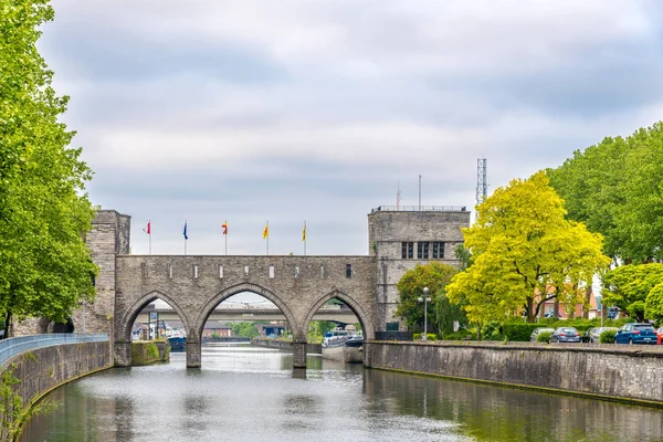 Tournai Belgie Možná 2018 Pohled Most Trous Přes Řeku Šelda — Stock fotografie