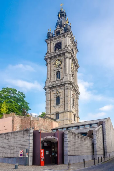 Mons Belgium May 2018 View Belfry Mons Street Mons Capital — Stock Photo, Image