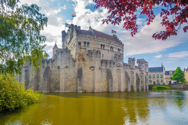 Vista Para Castelo Gravensteen Ghent Bélgica — Fotografia de Stock