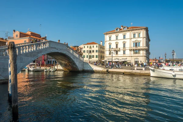 Chioggia Włochy Wrzesień 2018 Widok Most Vigo Nad Kanałem Vena — Zdjęcie stockowe