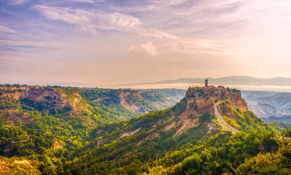 Rano Widok Stare Miasto Civita Bagnoregio Włochy — Zdjęcie stockowe