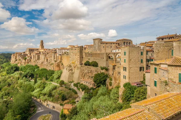 Vista Los Antiguos Edificios Piedra Ciudad Pitigliano Italia —  Fotos de Stock