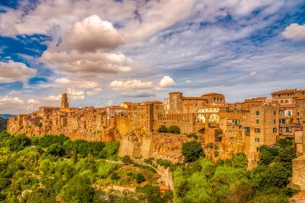 Oude Stad Pitigliano Italiaanse Toscane Bekijken — Stockfoto