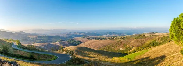 Ranní Panoramatický Pohled Venkově Poblíž Volterra Toskánsko Itálie — Stock fotografie