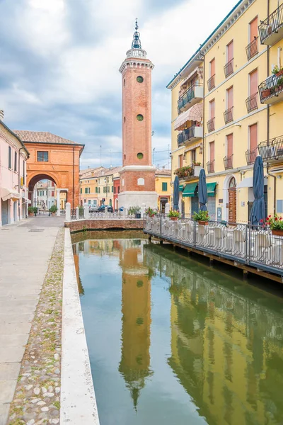 Wieża Zegarowa Ulicach Comacchio Włochy — Zdjęcie stockowe