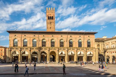 Bologna, İtalya - Eylül 24,2018 - View saraylar temsilcisi ve Re Enzo Bologna yerinde Maggiore adlı. Bologna Emilia-Romagna bölgesinin başkenti ve en büyük olduğunu.