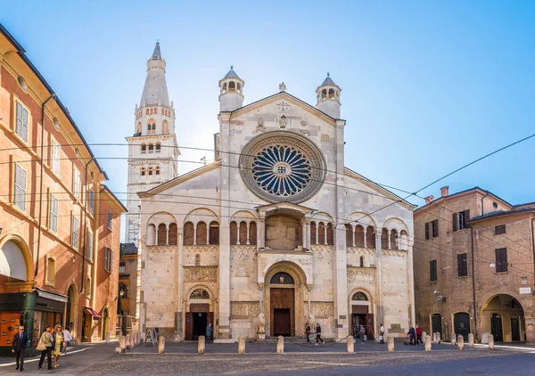 Modena Włochy Wrzesień 2018 Widok Fasadzie Katedry Modenie Modena Jest — Zdjęcie stockowe