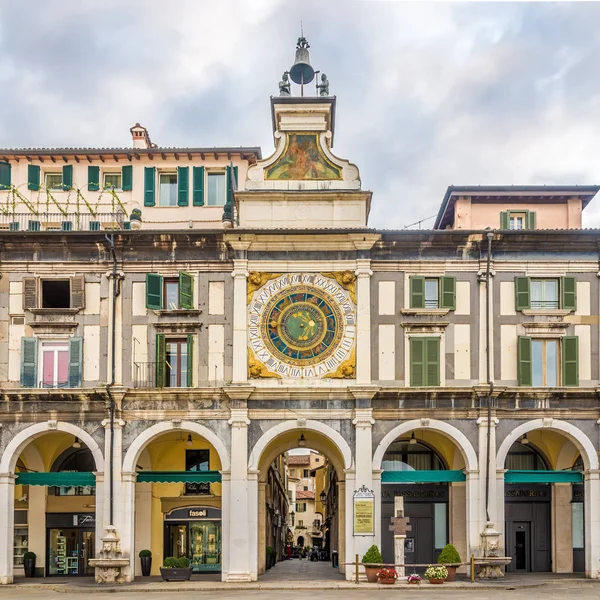 Brescia Italien September 2018 Klocktornet Loggia Förlägger Brescia Brescia Stad — Stockfoto