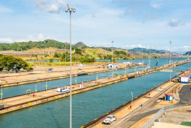 Ziyaret Miraflores ziyaretçi merkezi 'nin Miraflores Locks Pasifik tarafı-Panama