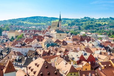 Cesky Krumlov çatıları üzerinde - Çek Cumhuriyeti