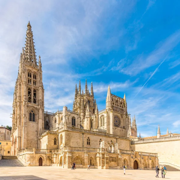 Vue de la cathédrale Sainte-Marie depuis la place Rey San Fernando à Burgos - Espagne — Photo