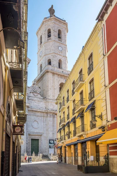 Bell tower of Valladolid Cathedral from the street - Spain — Stock Photo, Image