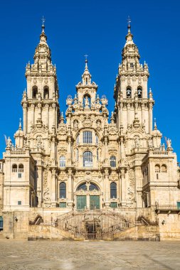 Santiago de Compostela Katedrali 'nin Glory portalı 'nda görünüm-Ispanya