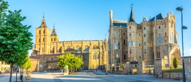 Astorga Santa Maria del Astorga Katedrali Eduardo de Castro yerden Panoramik görünümü - İspanya