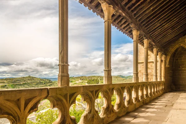 On the balcony of the church Santa Maria la Real in Ujue - Spain — Stock Photo, Image