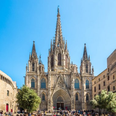 Barselona Katedrali Cephesi'nde manzara - İspanya