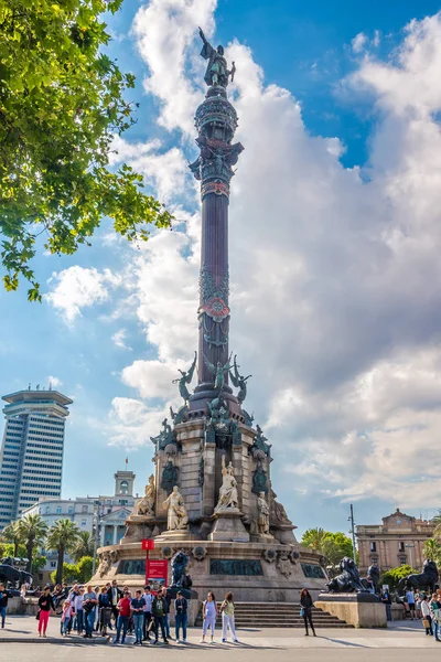 View at the Columbus Monument in the streets of Barcelona in Spain — Stock Photo, Image