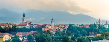 Slovenya'daki Kranj Town'da panoramik manzara