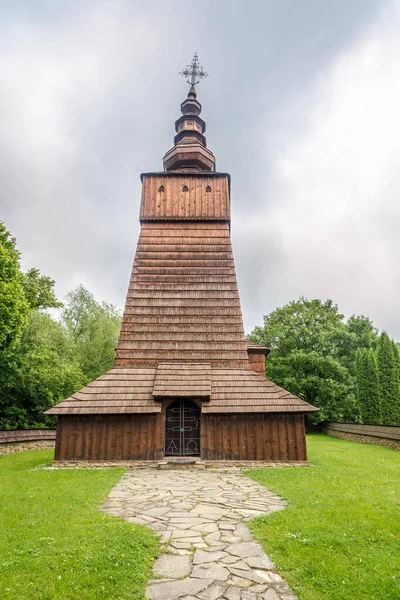 Pohled Dřevěný Kostel Paraševy Obci Potoky Slovensko — Stock fotografie