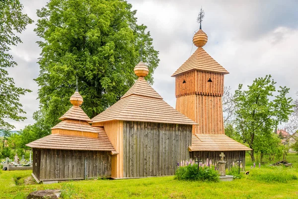 Vue Église Bois Protection Sainte Vierge Jedlinka Slovaquie — Photo