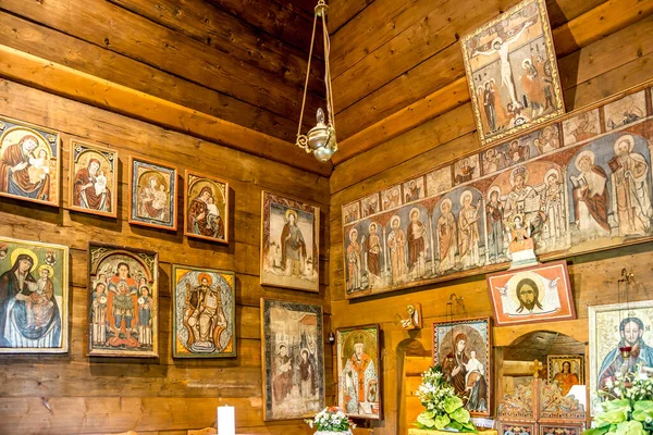 Trocany Slovakia June 2020 View Interior Wooden Church Saint Luke — стоковое фото