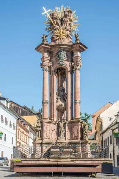 Veduta Della Colonna Della Santissima Trinità Banska Stiavnica Slovacchia — Foto Stock