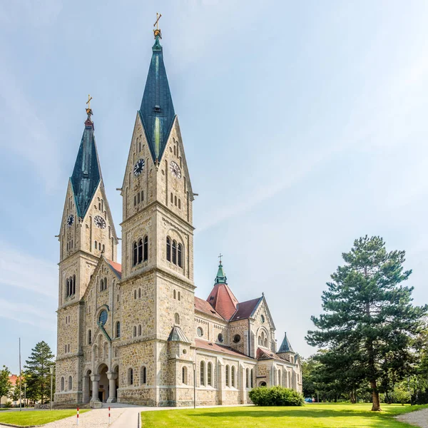 Вид Церковь Сердца Иисуса Вельсе Австрия — стоковое фото