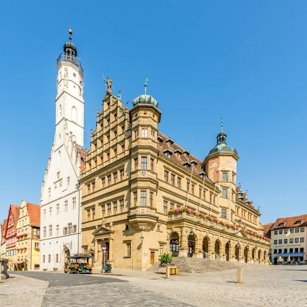 Rothenburg Der Tauber August 2020 Blick Auf Das Rothenburger Rathaus — Stockfoto