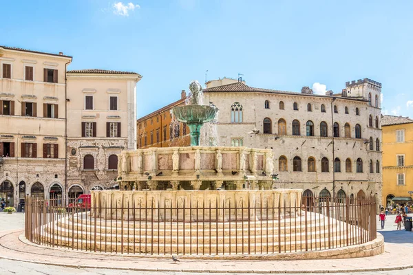 Perugia Italia Septiembre 2020 Vista Lugar Del Noviembre Con Fuente — Foto de Stock