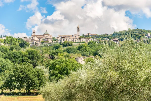 Pohled Město Assisi Itálii — Stock fotografie