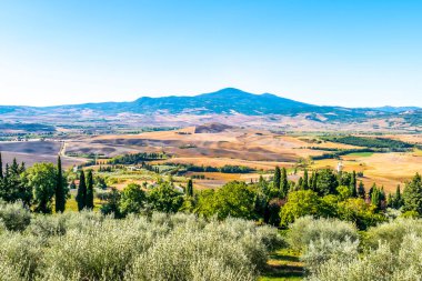İtalya 'daki Pienza yakınlarındaki Orcia Vadisi' ndeki Doğa manzarası