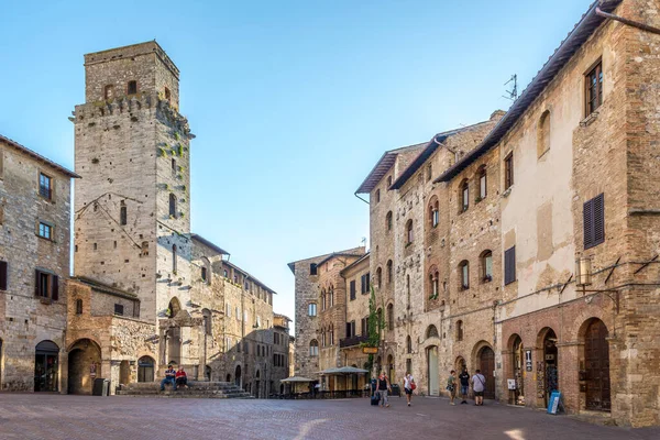 San Gimignano Italy September 2020 Cisterna Place San Gimignano San — Stock Photo, Image