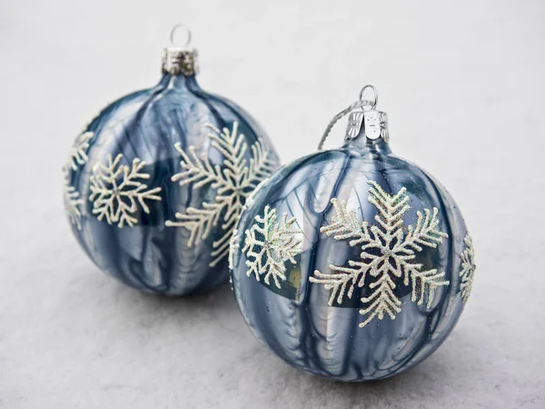 Christmas decoration balls in snow — Stock Photo, Image