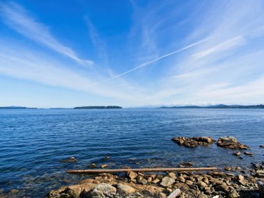 Sidney BC 'nin muhteşem kıyı şeridi, Vancouver Adası, Kanada