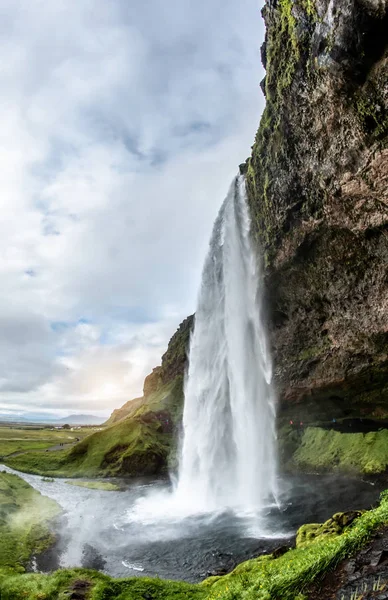 Seljalandsfoss Vodopád Island Šířku — Stock fotografie