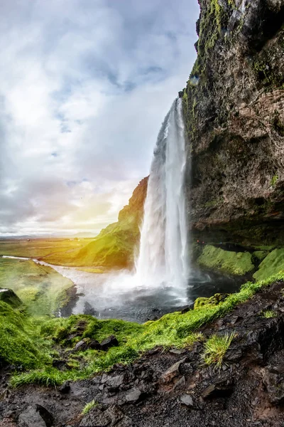 Seljalandsfoss Cachoeira Islândia Paisagem — Fotografia de Stock
