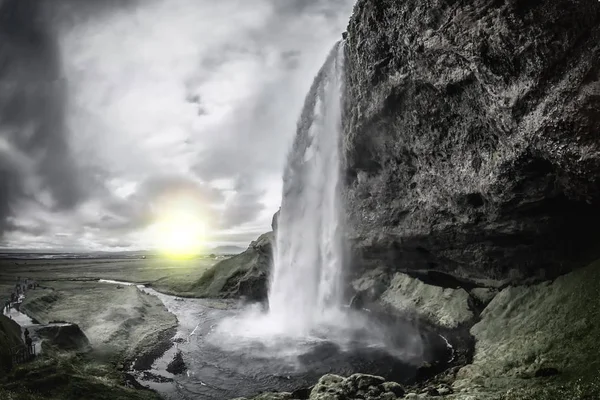 Seljalandsfoss Wodospad Islandia Krajobraz — Zdjęcie stockowe