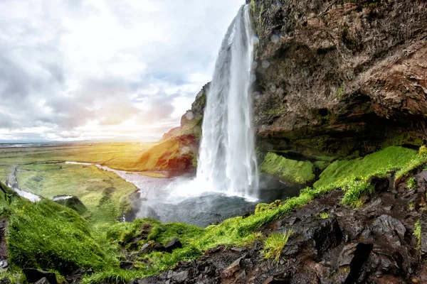 Seljalandsfoss Waterfall Iceland Landscape Stock Picture