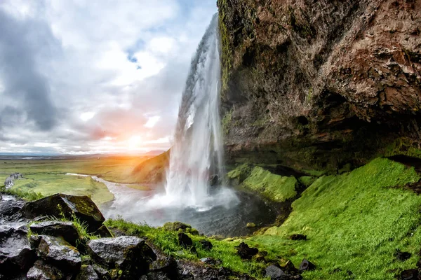 Seljalandsfoss Cachoeira Islândia Paisagem — Fotografia de Stock