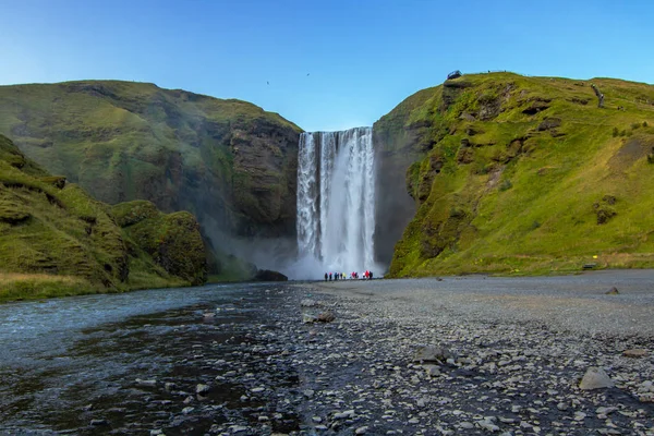 Skogafoss Taky Vodopád Islandu Úžasný Stojí Jít Nahoru Přes 500 — Stock fotografie