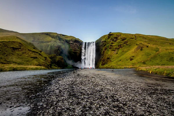 Skogafoss Zlanda Daki Şelale Inanılmaz 500 Den Fazla Dik Merdivenle — Stok fotoğraf