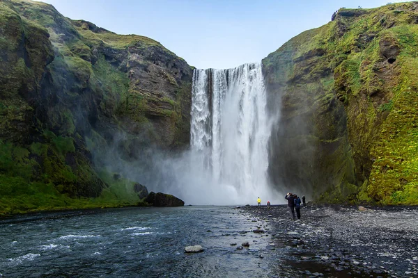 Skogafoss Taky Vodopád Islandu Úžasný Stojí Jít Nahoru Přes 500 — Stock fotografie