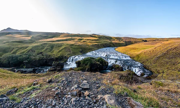 Skogafoss Wodospad Islandii Jest Niesamowity Warto Będzie Górze Ponad 500 — Zdjęcie stockowe