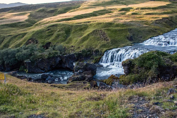 Skogafoss Taky Vodopád Islandu Úžasný Stojí Jít Nahoru Přes 500 — Stock fotografie