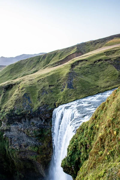 Skogafoss Wodospad Islandii Jest Niesamowity Warto Będzie Górze Ponad 500 — Zdjęcie stockowe