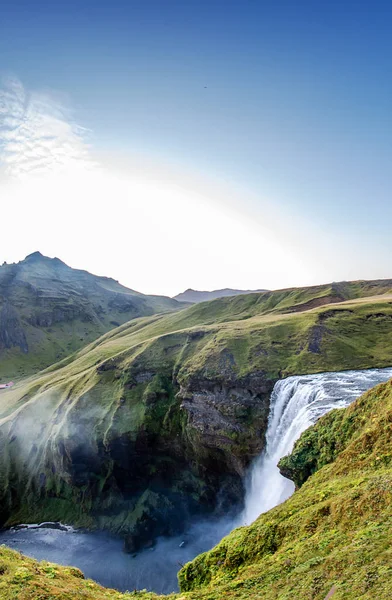 Skogafoss Waterfall Iceland Amazing Worth Going Upstairs More 500 Steep — Stock Photo, Image