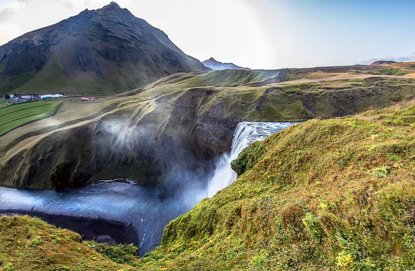 Skogafoss Cascada Islandia Increíble Vale Pena Subir Más 500 Escaleras —  Fotos de Stock