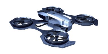 Beyaz arka plan üzerinde izole dron 3D çizimi 